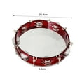 thumbnail image 3 of 10 Inch Handheld Tambourine Double Row Tambourine Drum Set Percussion Instrument Musical Educational Toy Instrument for Church Performance Kids Adults with Tuning Key Red, 3 of 7
