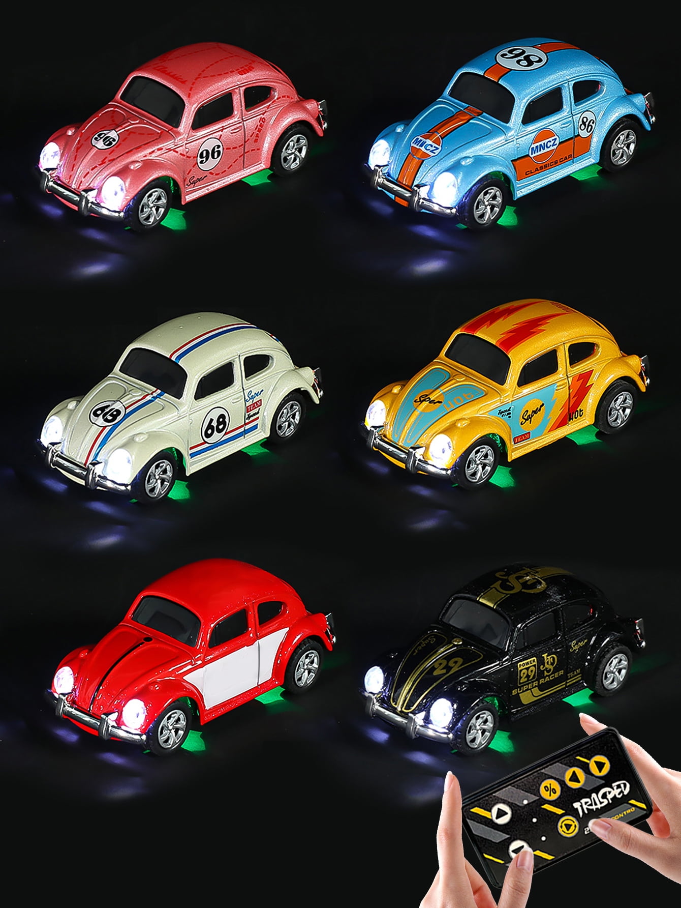 1: 64 mini Beetle remote control car: 2.4GHz dual control, alloy body, three speed regulation, adjustable steering