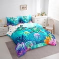 thumbnail image 3 of Homewish Cute Sea Turtle Bedding Comforter Set 7pcs for Kids, Cartoon Ocean Jellyfish Queen Bedding Sets, Dreamy Underwater World Reversible Queen Sheet Sets, Luxury Bedroom Decor, 3 of 7