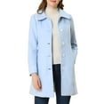thumbnail image 1 of Abrigo largo elegante de invierno para mujer con cuello de solapa en azul claro, talla L, 1 of 7