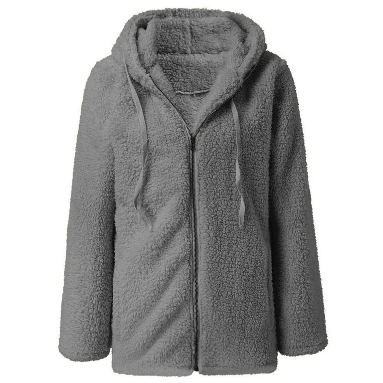 Coat Sweater Women Fashion Women Casual Hooded Plush Warm Jackets Zipper Cardigan Tops Coat Threadbare Jacket