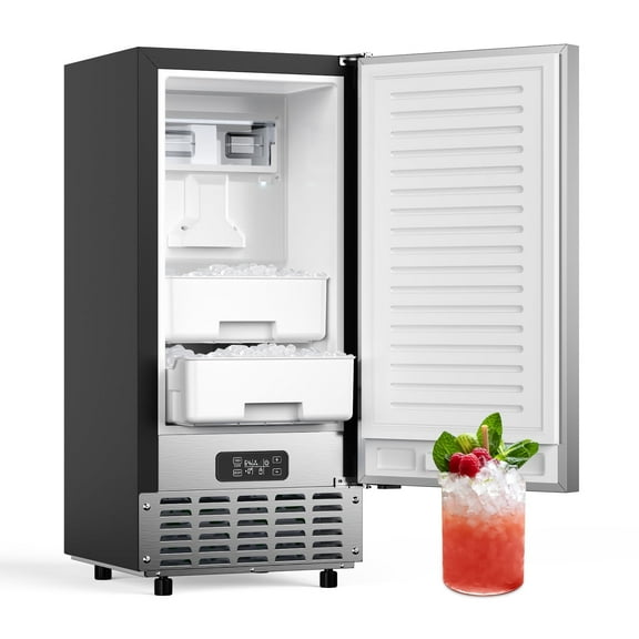 Northair Commercial Under Counter Nugget Ice Maker Machine, 66Lbs/Day, Bulit-in Freestanding Ice Maker with Gravity Drainage, Self-Cleaning & 24H Timer Ice Machine, for Commercial & Home Use
