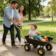 thumbnail image 4 of Folding Black Poly Garden Dump Truck With Steel Frame 10 Inch Pneumatic Tire 300 Lb Capacity 55L Heavy Duty Utility Cart For Yard Garden Outdoor Use, 4 of 10