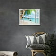 thumbnail image 3 of Beach Bathroom Wall Art Coastal Beach Palm Trees Pictures Wall Decor Blue Sea 3D Window View Canvas Painting Print Artworks Tropical Ocean Nautical Wall Decor Framed for Living Room Bedroom 16"x12", 3 of 6