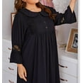 thumbnail image 4 of Plus Size Nightgown Women's Lace Long Sleeve Nightshirts Soft Oversize Checkered Sleepwear, 4 of 7