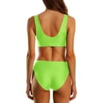 thumbnail image 4 of MIXUE Swim Suits for Women Summer Solid Color Strappy Square Collar Seamless Bra And Panty Set Sports Two Piece Tankini Beachwear,Green,M, 4 of 6