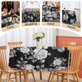 thumbnail image 5 of Round Tablecloth Black Floral Rose Waterproof Oil Proof Polyester Table Cloth Cover Decor for Home Dining Outdoor,Patio,Parties, 60" Dia. Vintage Leaf Flower, 5 of 9