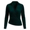 thumbnail image 4 of Womens Shirts Lapel Solid Color Velvet Feel Long Sleeve Base Layer Top Autumn Winter Slim Fit Dressy Casual Summer Shirts, 4 of 4