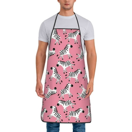 

Xecao Cute Cartoon Zebra Print Funny BBQ Chef Aprons for Men Women Adjustable Kitchen Cooking Aprons with Pocket Waterproof Oil Proof No Pilling Fading