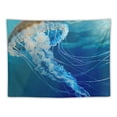 thumbnail image 5 of Fenyluxe  Jellyfish Tapestry, Blue Spotted Jelly Fish Aquarium Life Marine Animals Ocean Predator in the Deep Water, Wide Wall Hanging for Bedroom Living Room Dorm, Blue Cadet 40x30inch, 5 of 6