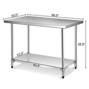 Gymax 30 x 48 Stainless Steel Food Prep & Work Table Commercial Kitchen Table Silver