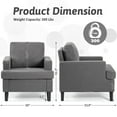 thumbnail image 2 of Hramk Mid-Century Accent Chairs, Dark Grey Linen Fabric Armchair, Upholstered Single Sofa Chairs for Bedroom Living Room, 2 of 6