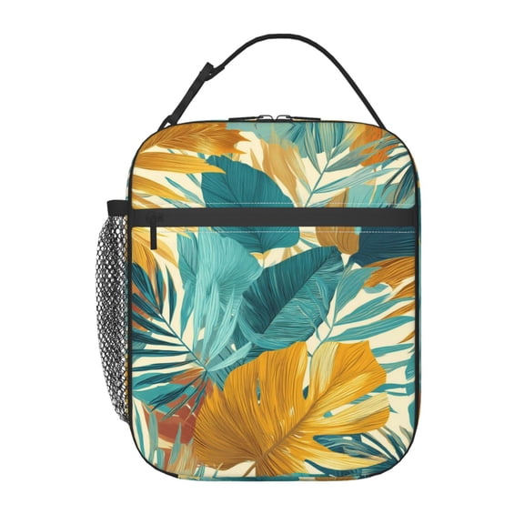 Tropical Leaves Lunch Bag for Office Women – Stylish Thermal Insulated Tote with Shoulder Strap, Lightweight for Work or Travel