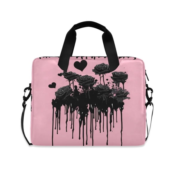 16" Laptop Tote Bag Laptop Sleeve Case Computer Briefcase for Work & Travel Black Roses