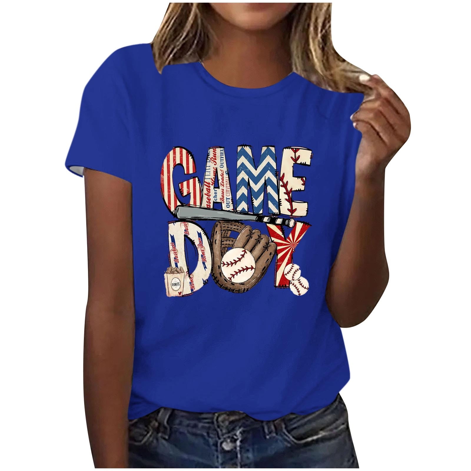 Meichang T-Shirts de Baseball Gaem Day pour Femmes T-Shirts