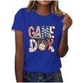 thumbnail image 2 of Lilgiuy Baseball Game Day Shirt for Women Baseball Shirts Oversized Graphic Tees Casual Short Sleeve Tops for Mother's Day(Blue,M), 2 of 4