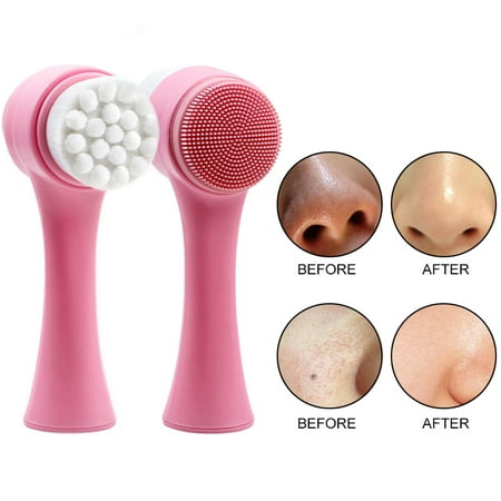 Jeobest Double Sided Facial Cleansing Brush - Face Cleansing Brush Manual - Portable Double-sided Facial Cleansing Brush Manual Facial Cleansing Brush Silicone Cleansing Brush for Washing Face