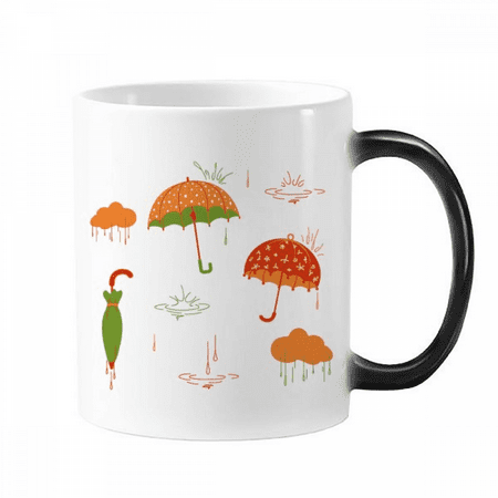 

Cloud Umbrella Rain Drip Weather Changing Color Mug Morphing Heat Sensitive Cup With Handles 350ml