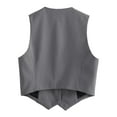 thumbnail image 4 of DondPO Womens Vest Women's V Neck Buttons Vest Summer Elegant Chic Sleeveless Single Breasted OuterwearVests Female Waistcoat Tops Women's Outerwear Vests Vest Women Trendy Gray M, 4 of 7