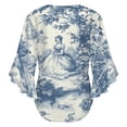 thumbnail image 6 of Toile De Jouy Beautiful Woman Women's V-Neck Blouse With 3/4 Ruffled Bell Sleeves Casual Top Ladies Blouses, 6 of 7