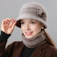 thumbnail image 2 of Dbuoem 2Pcs/Set Women Winter Hat Scarf Set Elastic Soft Hat Scarf Set, 2 of 6