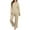Khaki, variant on Womens Pajama Sets Long Sleeve Top and Pant V Neck Solid Color Two Piece Outfit Sets