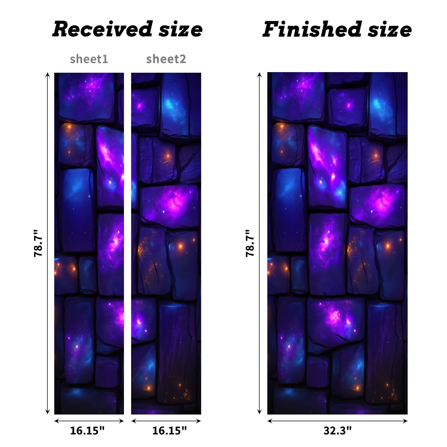 Self Adhesive Vinyl Refrigerator Wrap Set Purple Galaxy Stone Cosmic Colors Door Mural Removable Fridge Sticker Peel and Stick&nbsp;Full Door Cover Decal Kitchen Bar Decor