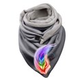 thumbnail image 1 of Women Color Feather Print Cotton Winter Warm Button Up Scarf, 1 of 3