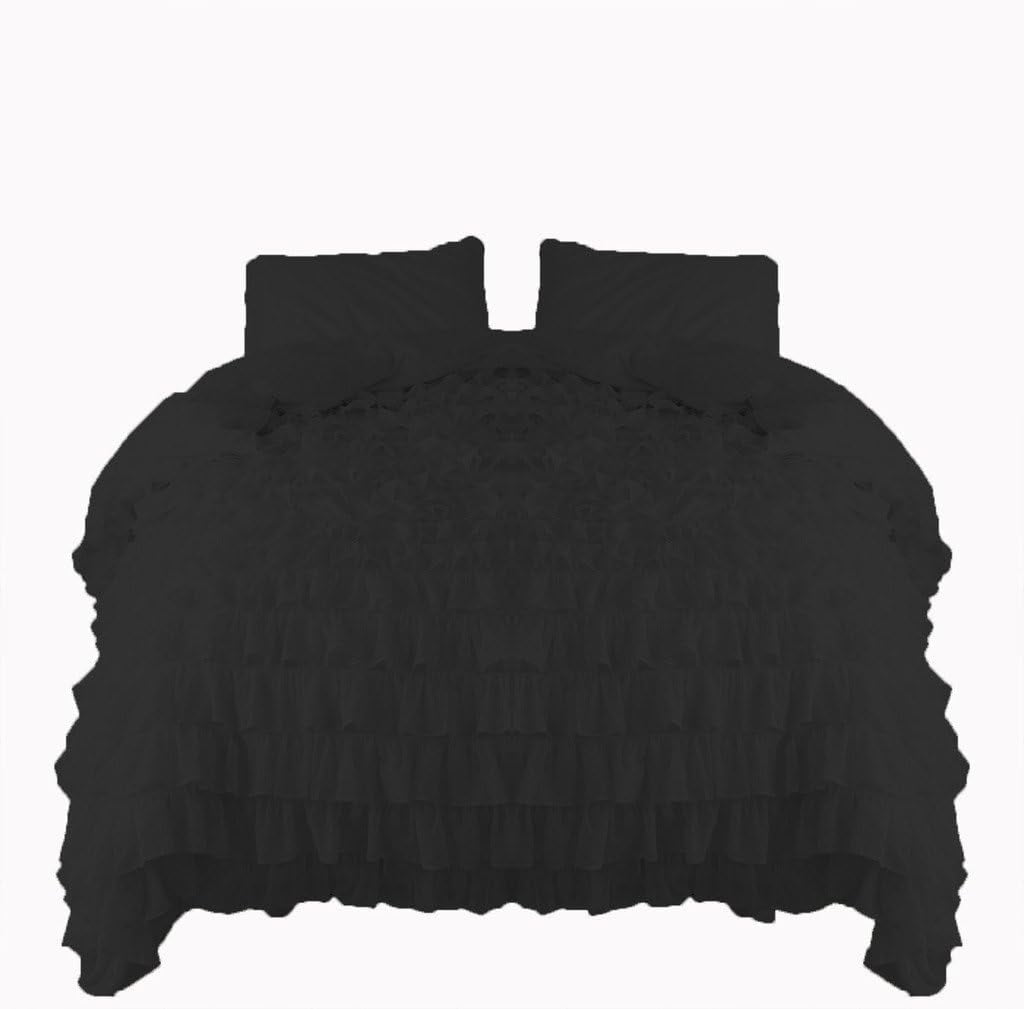 Amay 800 Thread Count 1 Piece Premium Waterfall Ruffle Duvet Cover 100