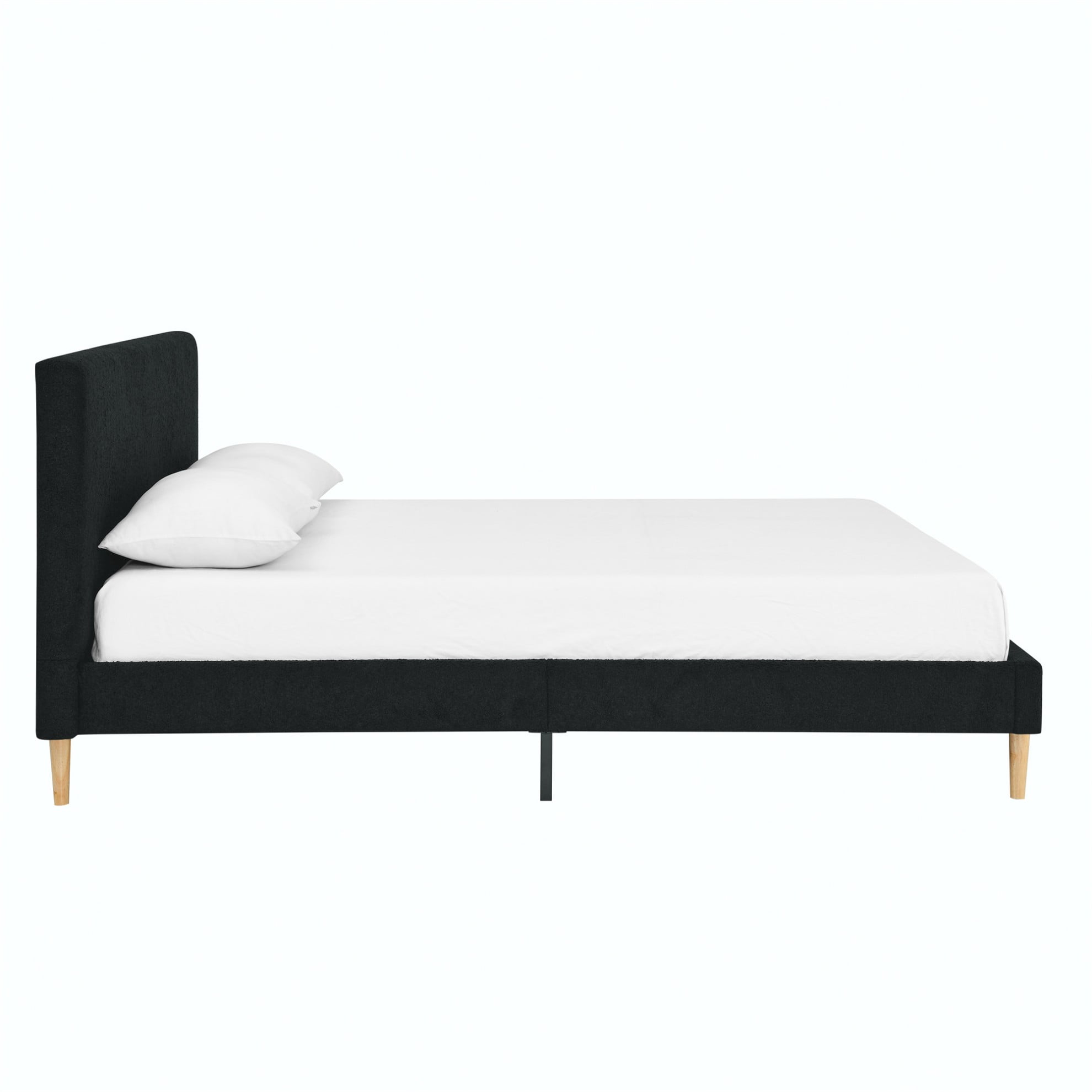 Gewnee Queen Size Upholstered Platform Bed Frame with Headboard,Sturdy Wood Slats & Center Support,No Box Spring Needed,Easy Assembly,Black