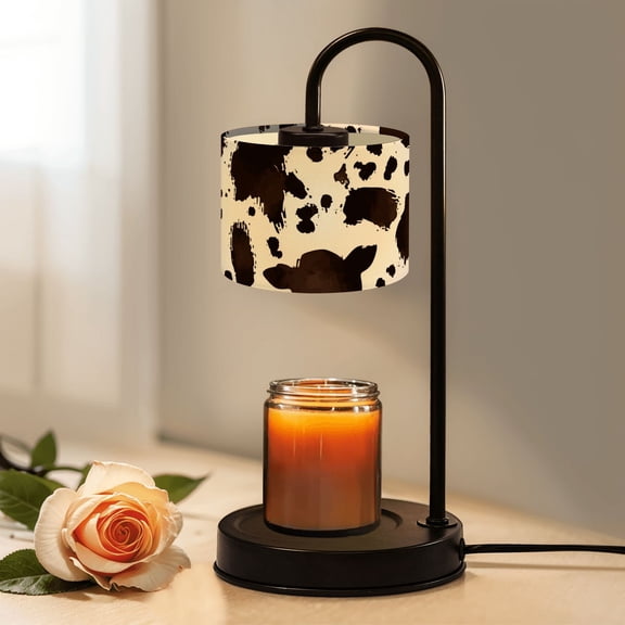 Candle Warmer Lamp with Timer Dimmer Brown White Cow Print Abstract Animal Hide Seamless Design Candle Lamp Warmer for Jar Candle with 4 Bulbs Gifts for Women House Warming Gifts