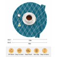 thumbnail image 6 of 13 Inch Round Placemats Set of 6, Teal Blue Stripes Non Slip Heat Insulation PP Table Mats, Simple Geometric Modern Monochrome Washable Place Mats for Kitchen Dining Party Table Decor, 6 of 7