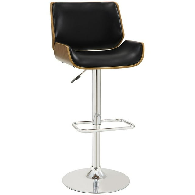 Bowery Hill Faux Leather Adjustable Bar Stool in Black