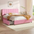 thumbnail image 2 of VECELO Full Size Bed Frame with 4 Storage Drawers, Modern Upholstered Platform Bed Frame with Adjustable Headboard, No Box Spring Needed, Pink, 2 of 10