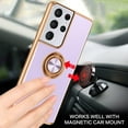 thumbnail image 6 of S21 Ultra Case,Galaxy S21 Ultra Case,Slim Fit Soft 360° Ring Holder Kickstand Magnetic Car Mount Supported Easy Clean Shockproof Protective Cover for Samsung Galaxy S21 Ultra 6.8",Light Purple, 6 of 18