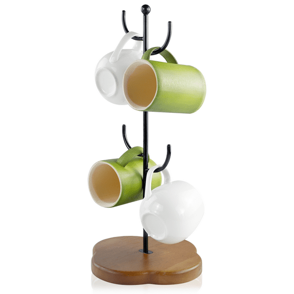 WSNIJFU Mug Rack Tree Hanging Display Rack Kitchen Coffee Cup Organiser with Four Hooks for Coffee Cups Tea Cups for Countertop Decorative Storage