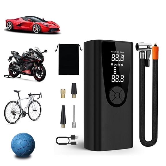 Bwrethay Cordless Portable Tire Inflator - 150 Psi Digital Pressure Gauge, Air Compressor for Car Tires with Automatic Shutoff, Emergency LED Light, Compact Automotive Pump