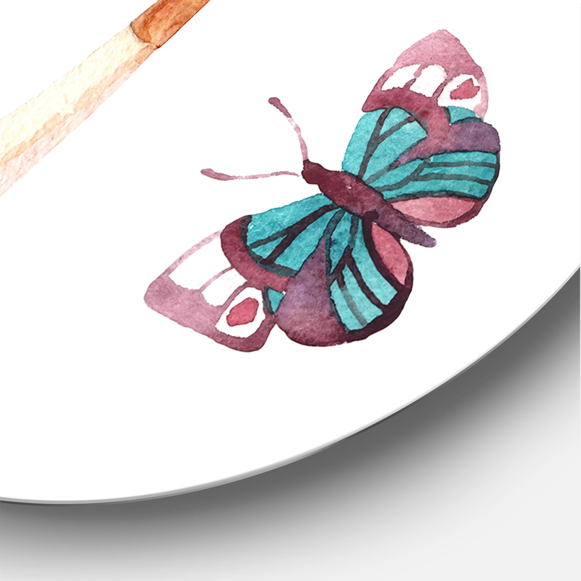 Designart 'Succulents In Old Watering Can With Butterfly' Farmhouse Circle Metal Wall Art 11x11 - Disc of 11