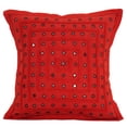 thumbnail image 4 of DK Homewares Boho Decorative Accent Throw Pillow Covers 16x16 Inch Cotton MIrrored Embroidered Ethnic Square Sofa Cushion Covers (Size - 40x40 cm ; Color: Red ) - Set of 4 Pcs (Cover Only), 4 of 4