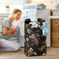 thumbnail image 5 of Yayeee Freestanding Laundry Hamper with Handle Collapsible Large Storage Basket for Clothes, Black Flowers, 5 of 7