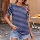 thumbnail image 2 of Tops de Manga Corta para las Mujeres Suelto Ajuste Impreso Cuello Redondo Camiseta Suelta Superior, Poliéster Verano Primavera, 2 of 5