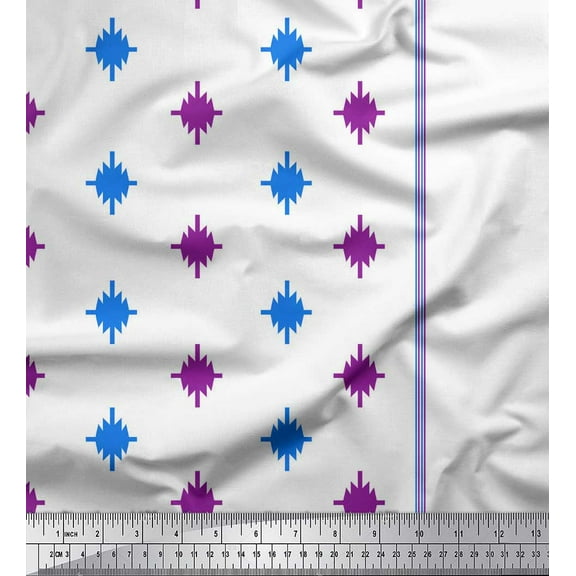Soimoi Blue Cotton Voile Fabric Pannahazar Jamdani Decor Fabric Printed Yard 42 Inch Wide