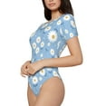 thumbnail image 2 of Haiem Daisies Flowers Women's Crew Neck Short Sleeve Bodysuit Tops Stretchy Slim Basic-XX-Large, 2 of 9