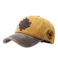 thumbnail image 2 of FKMJH Unisex Canada Maple Leaf Washed Cotton Baseball Cap Embroidered Color Block Dad Hat Adjustable Low Profile Vintage Outdoor Sports Cap Orange,One Size, 2 of 8