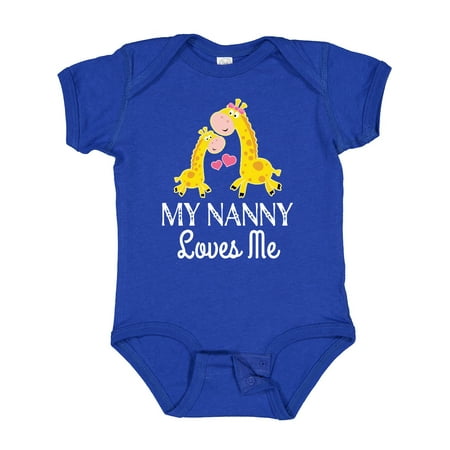 

Inktastic My Nanny Loves Me Giraffe Gift Baby Boy or Baby Girl Bodysuit