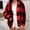 Red, variant on FDGIU Women's Plaid Flannel Shacket - Plus Size Fleece Lined Hooded Coat, Long Sleeve Button-Down Shirt Jacket, Oversized Flannel Hoodie, Warm Winter Zip-Up Coat