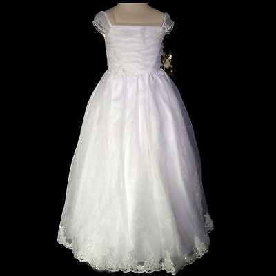 New Girl 1st Communion Wedding Flower Girl Formal White Dress size 2 3,4,5,6,