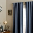 thumbnail image 4 of TOWN & COUNTRY LUXE Davos Solid Linen Texture Indoor Curtains, 100% Blackout with Energy Efficient Lining, Back Tab/Rod Pocket Top, 2-Pack Set, Navy Blue, 50"x84", 4 of 12