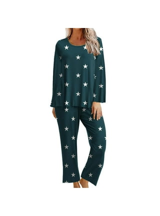 AherBiu Womens Pajamas Sets Star Graphic Tops with Comfy Lounge Pants  Sleepwear 2 Piece Outfits 