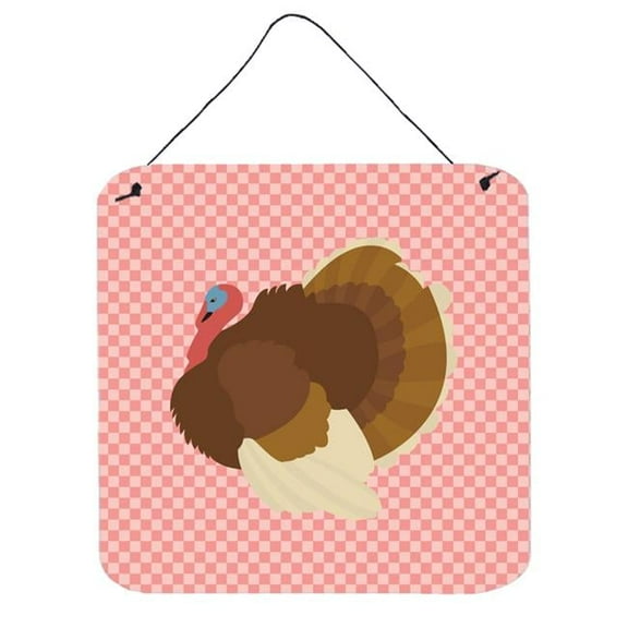 French Turkey Dindon Pink Check Wall or Door Hanging Prints, 6 x 6 in.